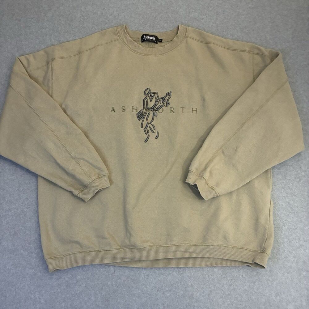 Ashworth Golf Sweatshirt Mens XXL Beige Crewneck Embroidered USA Vintage